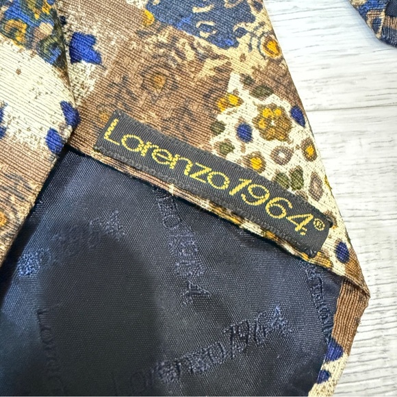 Lorenzo 1964 Silk Brown and Blue Patterned Tie - Made in Italy - Picture 11 of 11